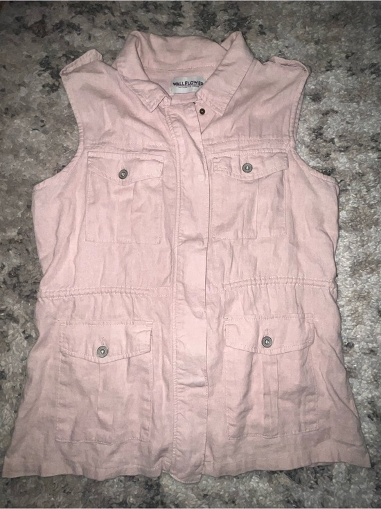 Wallflower Tops - Linen blend Wallflower Pink Sleeveless Utility Vest
